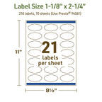Avery® Dissolvable Oval Scalloped Labels, Sure Feed® Technology, 1-1/8" x 2-1/4", Matte White, Print-to-The-Edge, Laser/Inkjet Printable, 210 Labels Total