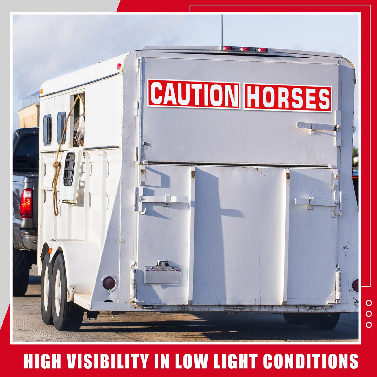 4 Pcs Caution Horses Trailer Decals, Reflective Warning Stickers