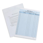 Blue Summit Supplies 25 patient sign-in forms with peel-away adhesive labels, carbonless 3-part medical filing forms in blue.