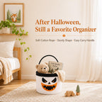 Halloween Trick or Treat Basket, White Ghost 9.4×7.5 in