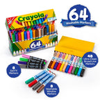 Crayola Washable Broad Line Marker Variety Set (64ct), Teacher School Supplies for Toddlers & Kids, Ultra-Clean, Window, & Gel FX Markers for Kids, 3+ 1 Count (Pack of 1)