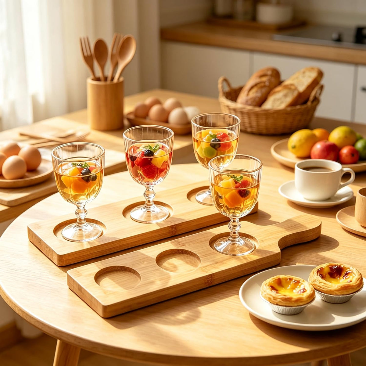 Bamboo Serving Board Beer Flight Tray for Brewery Tasting & Bar
