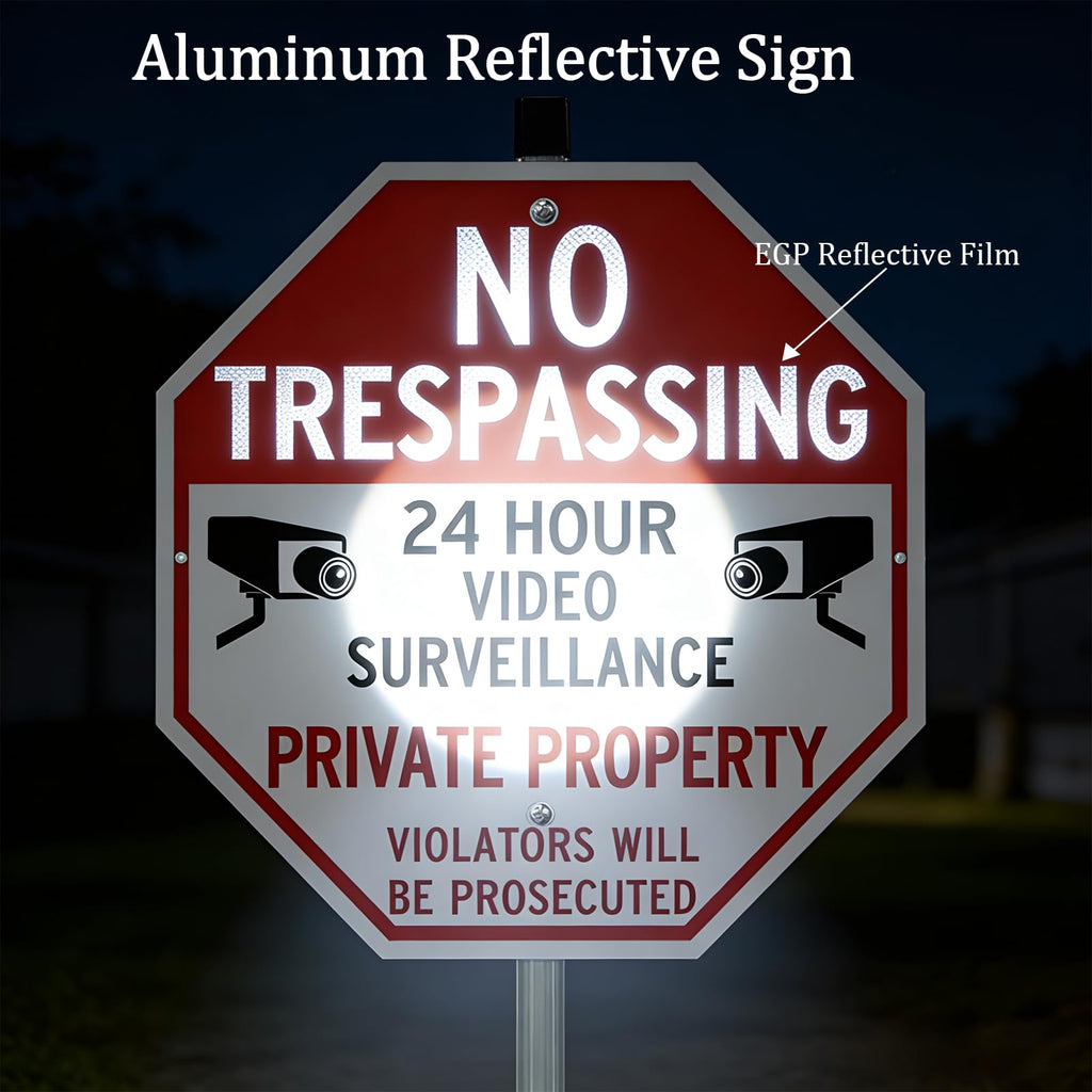 Large No Trespassing Signs Private Property with Stake for Outside 3 Pack