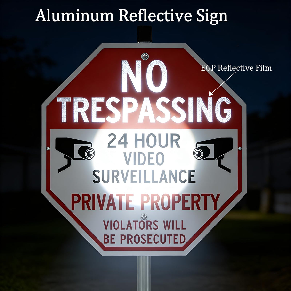 Large No Trespassing Signs Private Property with Stake for Outside 3 Pack