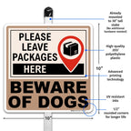Brimar Leave Packages Here Beware of Dogs Yard Sign 10" with Aluminum Stake
