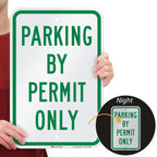 "Parking By Permit Only" Sign By SmartSign | 12" x 18" 3M Engineer Grade Reflective Aluminum