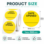 500pcs Date Opened Stickers 1.5" Inch Vinyl Medication Safety Label 500PCS 1.5"Diameter