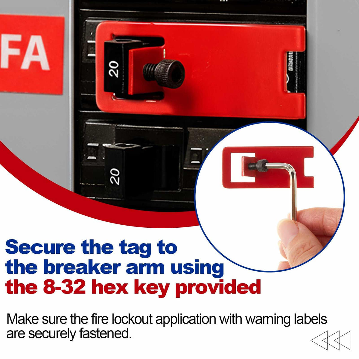 Zonon 10 Sets Fire Alarm Locks Circuit Breaker Lockout Kit with Label Stickers FA Emergency Communications, 8-32 Hex Key for Fire Safety, Red