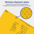 Avery® Printable Rectangle Labels, Sure Feed® Technology, 2-1/2" x 4", Bright Yellow Labels, Print-to-The-Edge, Laser/Inkjet Printable, 60 Total, Great for Candles and Ingredients 60 labels