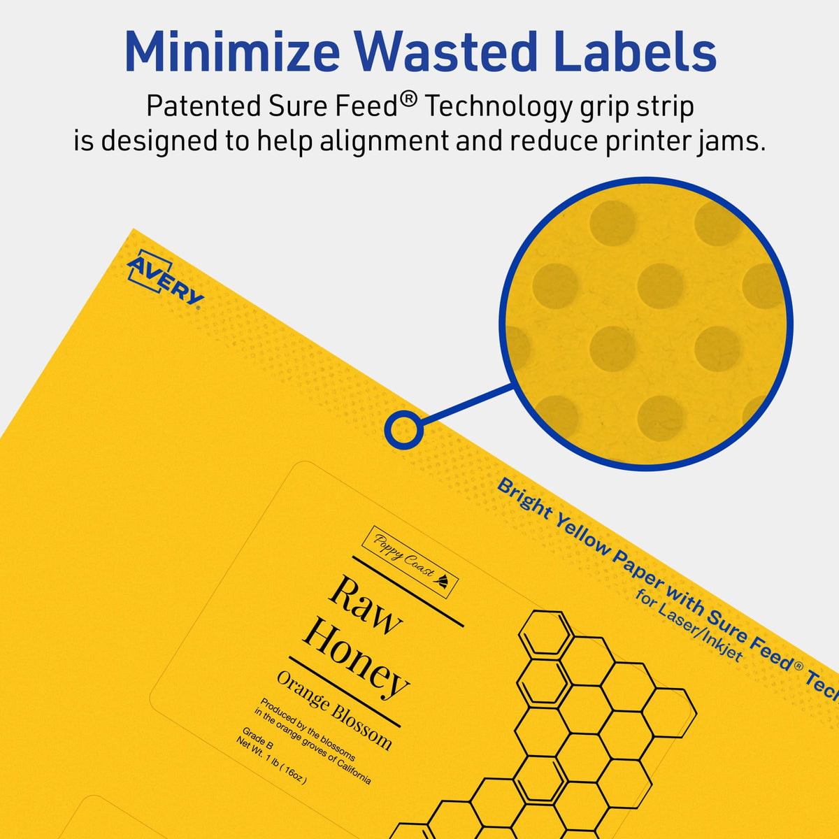 Avery® Printable Rectangle Labels, Sure Feed® Technology, 2-1/2" x 4", Bright Yellow Labels, Print-to-The-Edge, Laser/Inkjet Printable, 60 Total, Great for Candles and Ingredients 60 labels