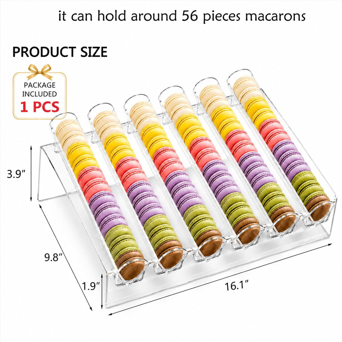 Macaron Stand, Clear Acrylic 6-Slot Macaron Tower Display Tray for Cookies