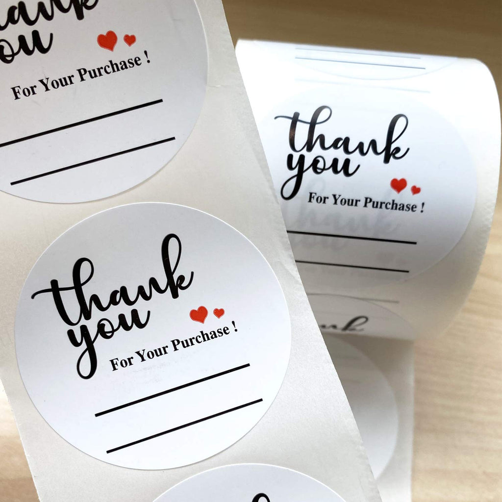 All-purpose thank you stickers with lines, writable labels for business, bakery, and cafe, 2-inch size, 500 pieces.