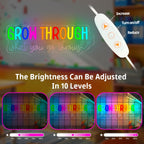 Grow Through What You Go Through Neon Sign Dimmable Motivational Led Wall Art Inspirational Neon Sign for Classroom Mental Health Office Wall Decor for Women GoThrough