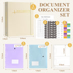 HAUTOCO PU Leather 3-Ring Important Document Organizer Folder Binder Beige