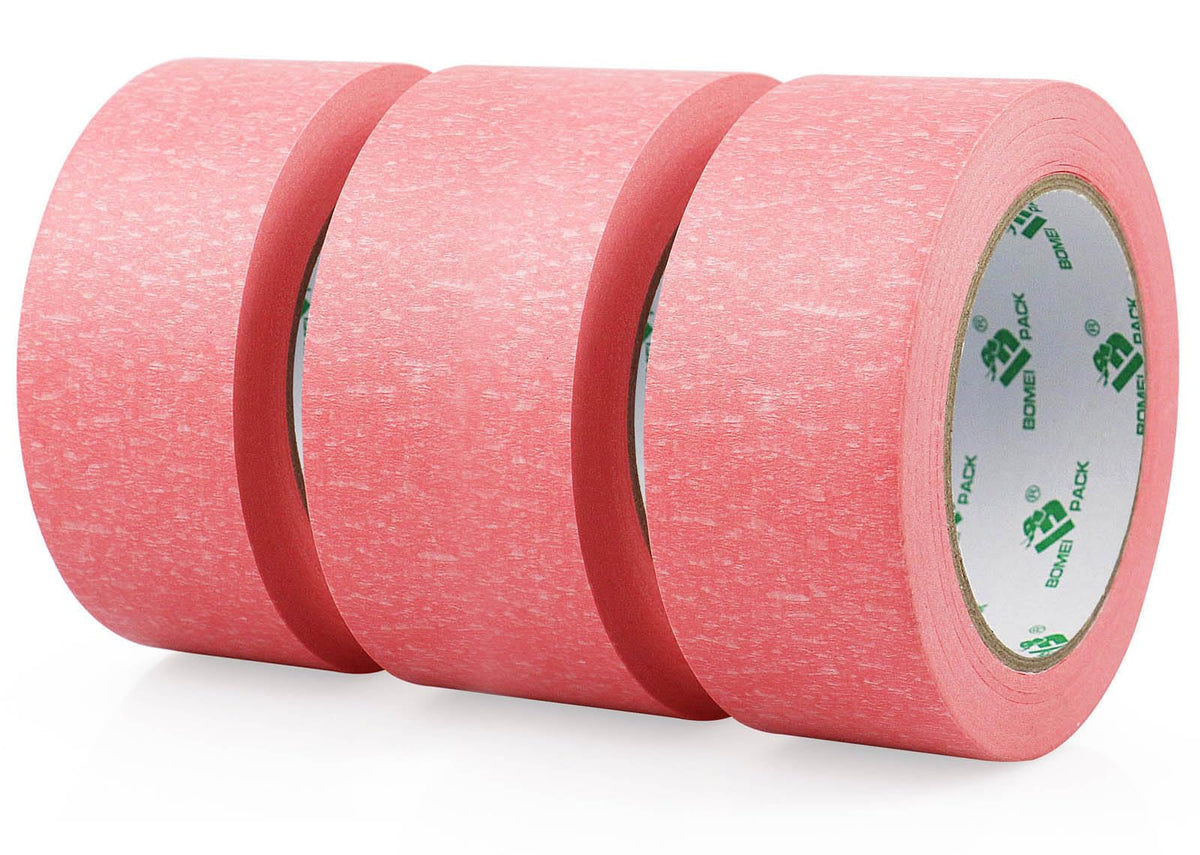 BOMEI PACK 3 Pack Pink Painters Tape, 2inch x 30yds, Premium Painting Masking Tape, Clean Release Paper Tape for Home and Office