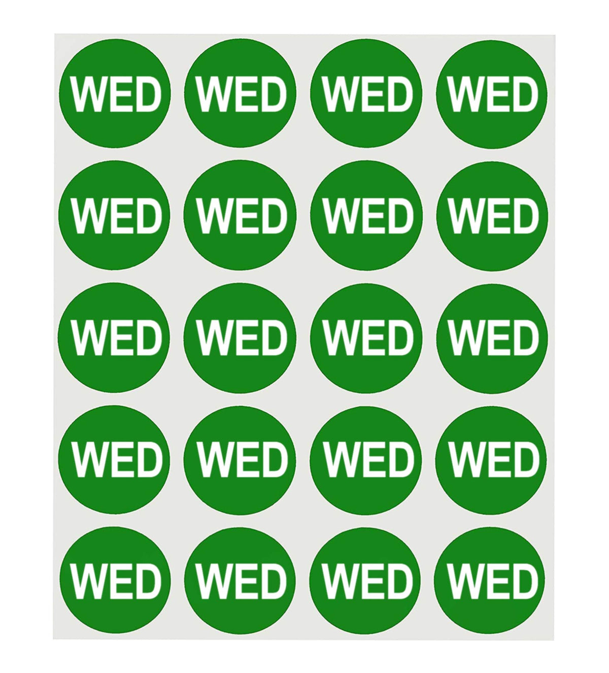 ChromaLabel 1-inch round removable day labels in a pack of 420 stickers, ideal for weekly organization and scheduling.