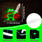 Sword Frog Neon Sign for Wall Decor Dimmable Cartoon Frog LED Neon Light Green+Red