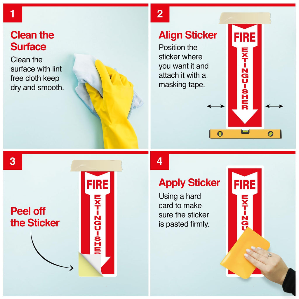 OLANZU Fire Extinguisher Stickers for Wall, 24 Pack, 4x12" Pack of 24