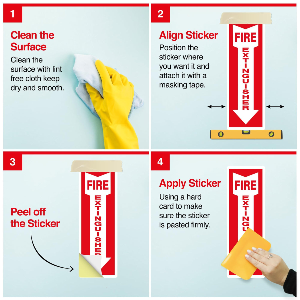 OLANZU Fire Extinguisher Stickers for Wall, 24 Pack, 4x12" Pack of 24