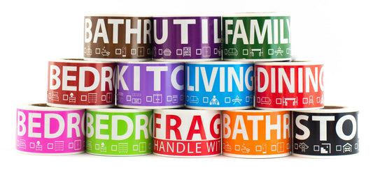 600 Home Moving Labels for 3 Bedroom House. 50 Labels per Room, 12 Color Coded Label Rolls. Fragile Label Included. for Moving Boxes, Moving Supplies, Wardrobe Boxes, Apartment Sticker