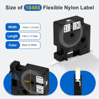 4 Pack Compatible with Dymo 18488 Rhino Industrial Flexible Nylon Labels, A18488 1/2" Black Print on White Tape Work with Rhino Pro 4200 5200 5000 6000 3000 Label Maker, 1/2in x 11.5ft (12mm x 3.5m) Black on White Flexible Nylon Tape 4