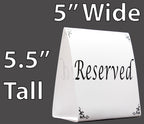 Freestanding Reserved Cards for Wedding Reception Tables, 20 Pk Black and White Design. Double-Sided 5x5.5 Table Tents Are Elegant, Versatile Event Decor for Banquet Hall, Ballroom, Party and Luncheon