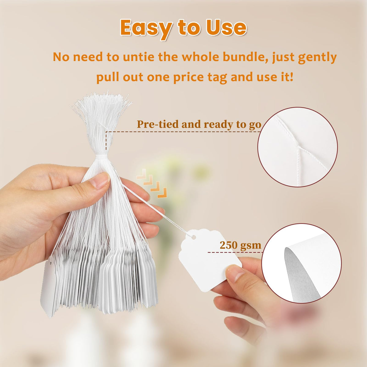 500 Pcs Goefun 1.8x1.4-inch White Price Tags with String Attached 500