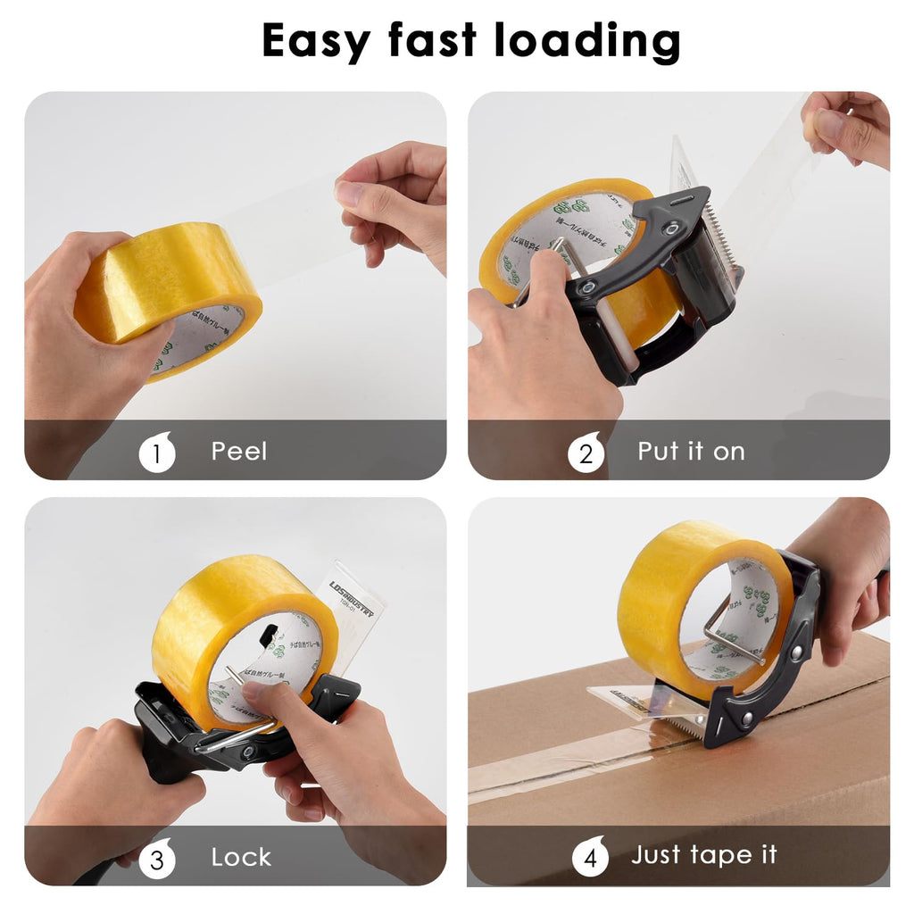 2 Pcs Rapid-Replace Packing Tape Dispenser Guns with Extra Blade, 2IN(50mm) Lightweight Ergonomic Industrial Handheld Heavy Duty Tape Cutter for Carton, Packaging and Box Sealing Pink