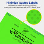 Avery® Printable Rectangle Labels, Sure Feed® Technology, 5" x 7", Neon Green Labels, Laser/Inkjet Printable, 40 Total, Great for Shipping and Packaging 40 labels
