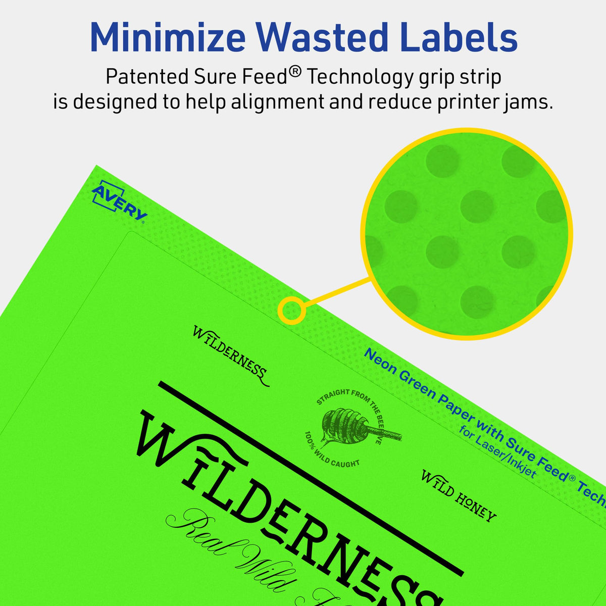Avery® Printable Rectangle Labels, Sure Feed® Technology, 5" x 7", Neon Green Labels, Laser/Inkjet Printable, 40 Total, Great for Shipping and Packaging 40 labels