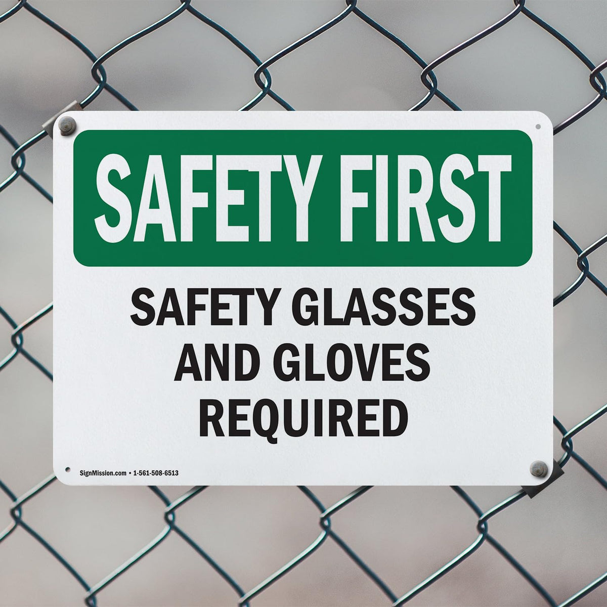 (2 Pack) Safety Glasses And Gloves Required OSHA Safety First Sign 14 Inch X 10 Inch Plastic Sign, Weather Resistant, UV Protected for Workplace, Business, and Construction Site, Made in the USA