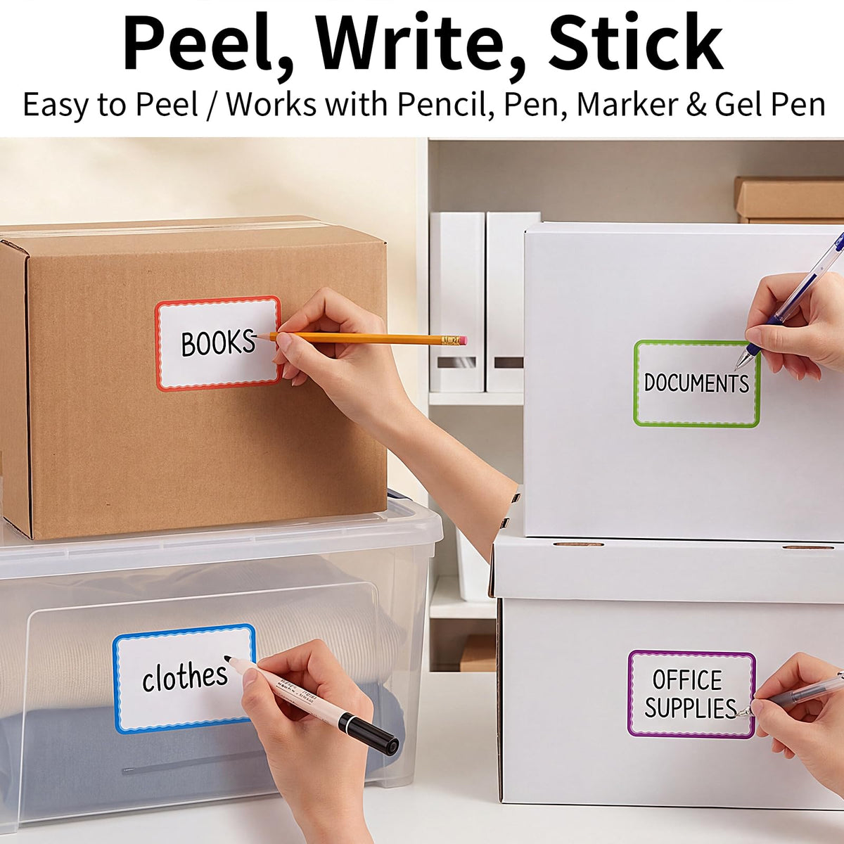 160 Pcs Moving Labels for Boxes, 8 Color-Coded Writable Stickers, 6 x 4 in