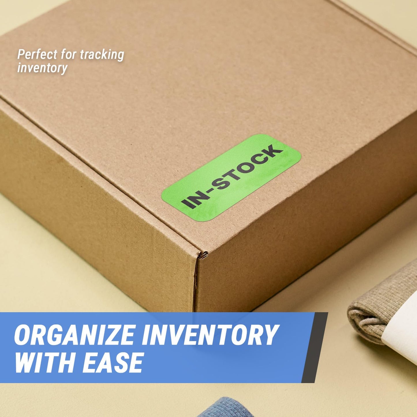in-Stock Labels (2 x 1 inch, Green - 300 Labels) Clear & Bold in-Stock Signage Stickers for Keeping Inventory, Warehouse Organization & Shipping- Highly Visible