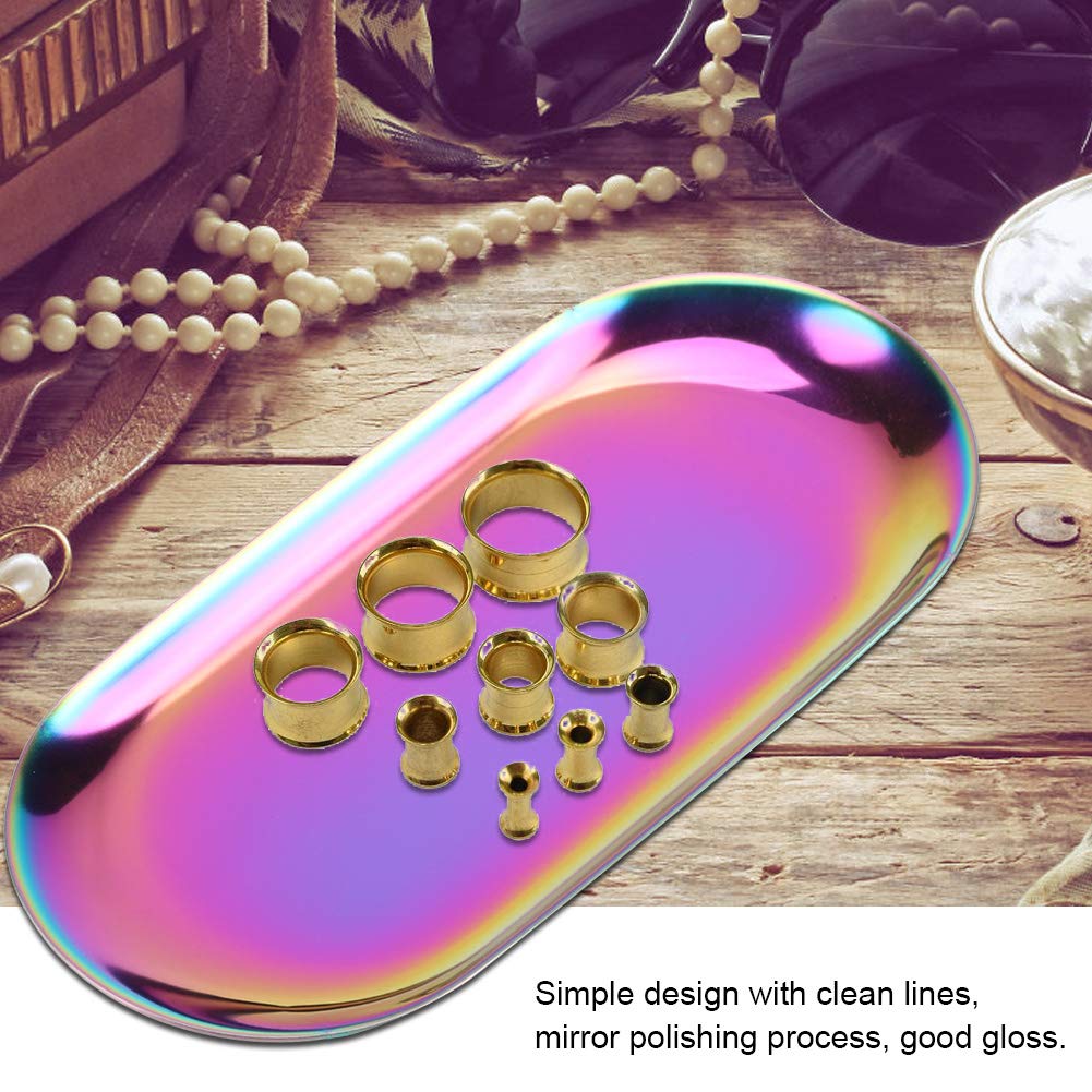 Fdit Nordic Storage Tray Cosmetics Jewelry Stainless Steel Cake Plate for Home Kitchen(Rainbow S)