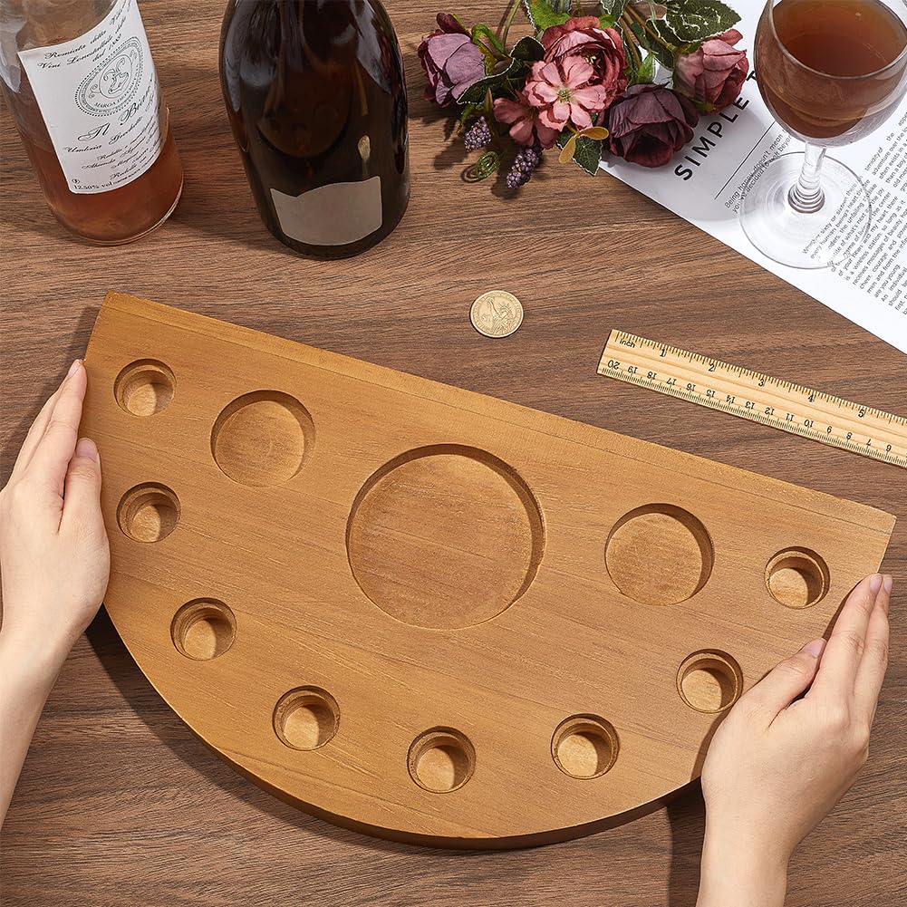 BENECREAT Wooden Cork Display for Blantons, Half Moon Shape Cork Holder, Wooden Display Stand with 8 Holes for Whiskey Stopper Collection Home Bar Decor