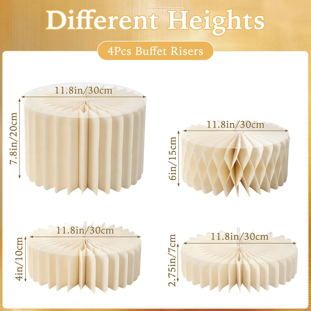 4 Pcs Buffet Risers, Foldable Dessert Table Display Set Cardboard Cake Stands