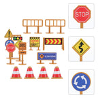 iplusmile Kids Traffic Signs Playset: 30pcs Street Traffic Cone Barricade Signs Crosswalk Signal Educational Mini Toys for Boys Girls, Ages 3+