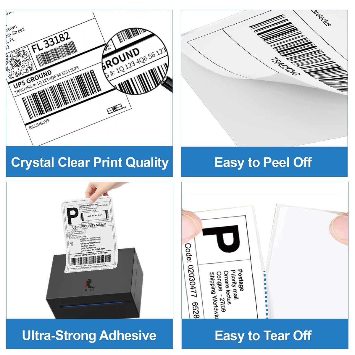 HUOJI 4x6 Thermal Labels, Perforated, 500/Stack, Commercial Grade 1 Stack | 500 Labels