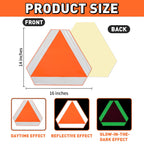 3 Pack Glow in The Dark Slow Moving Vehicle Signs Safety Stickers 14x16In 3