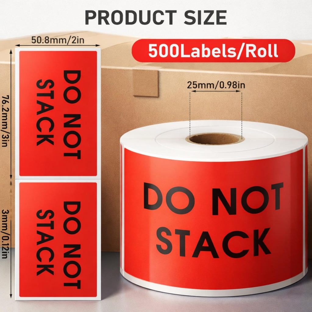 3" x 5" Do Not Stack Stickers 500/roll Shipping Labels Stickers