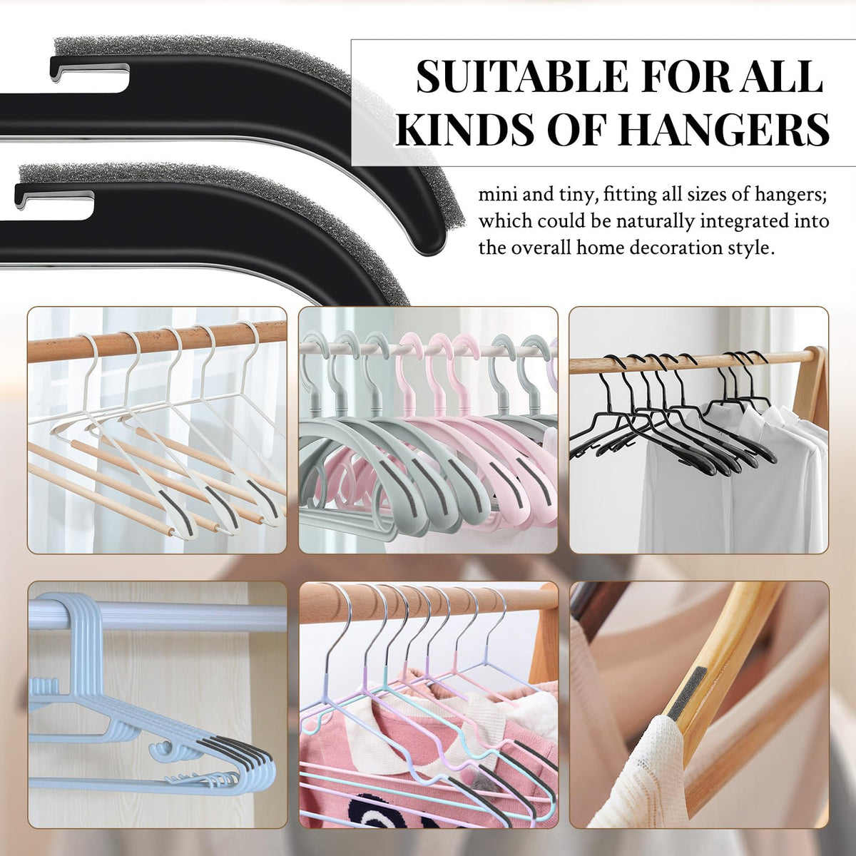 200Pcs Foam Strips with Adhesive for Clothes Hangers, Non-Slip Foam Tape Hanger Grips Self Sticking Self-Adhesive Foam Strips (3.4 X 0.27 in) 3.4 X 0.27 in