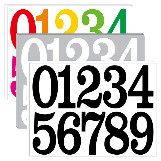 90 Pieces 3" Number Stickers, Peel & Stick Mailbox Number Pack, Weatherproof Vinyl Stickers for Residential Address, Signage, Doors, Vehicles, Cars, Trucks, Business - 3 Inch 3", Assorted Colors