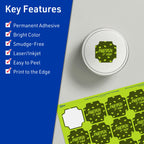 Avery® Printable Square Scalloped Labels, Sure Feed® Technology, 1-5/8" x 1-5/8", Bright Green Labels, Print-to-The-Edge, Laser/Inkjet Printable, 400 Total, Great for Cosmetics and Jars 400 labels