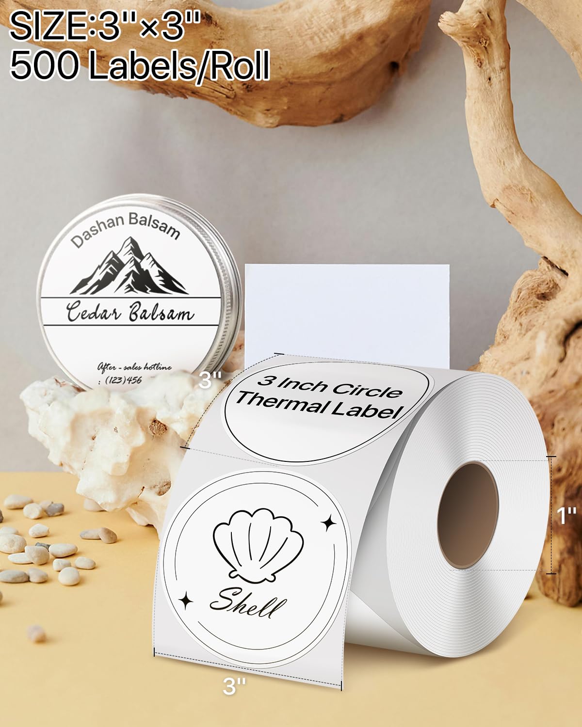 iEager 3 Inch White Circle Thermal Labels, Durable Round Thermal Label