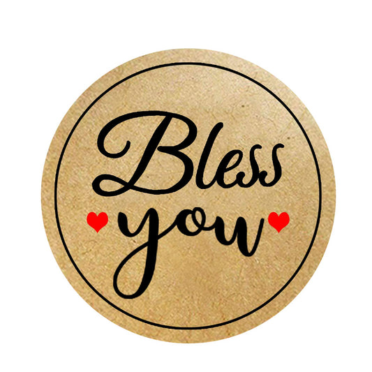 Top label 1.5 Inch Bless You Stickers for Small Business Owners,Bakeries,Handcraft Goods,Boutiques,500 Pcs Per Roll
