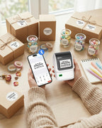 Ponek Label Makers with 1 Roll (100 PCS) Labels, Bluetooth Label Printer White 1 Printer+1 Roll Label