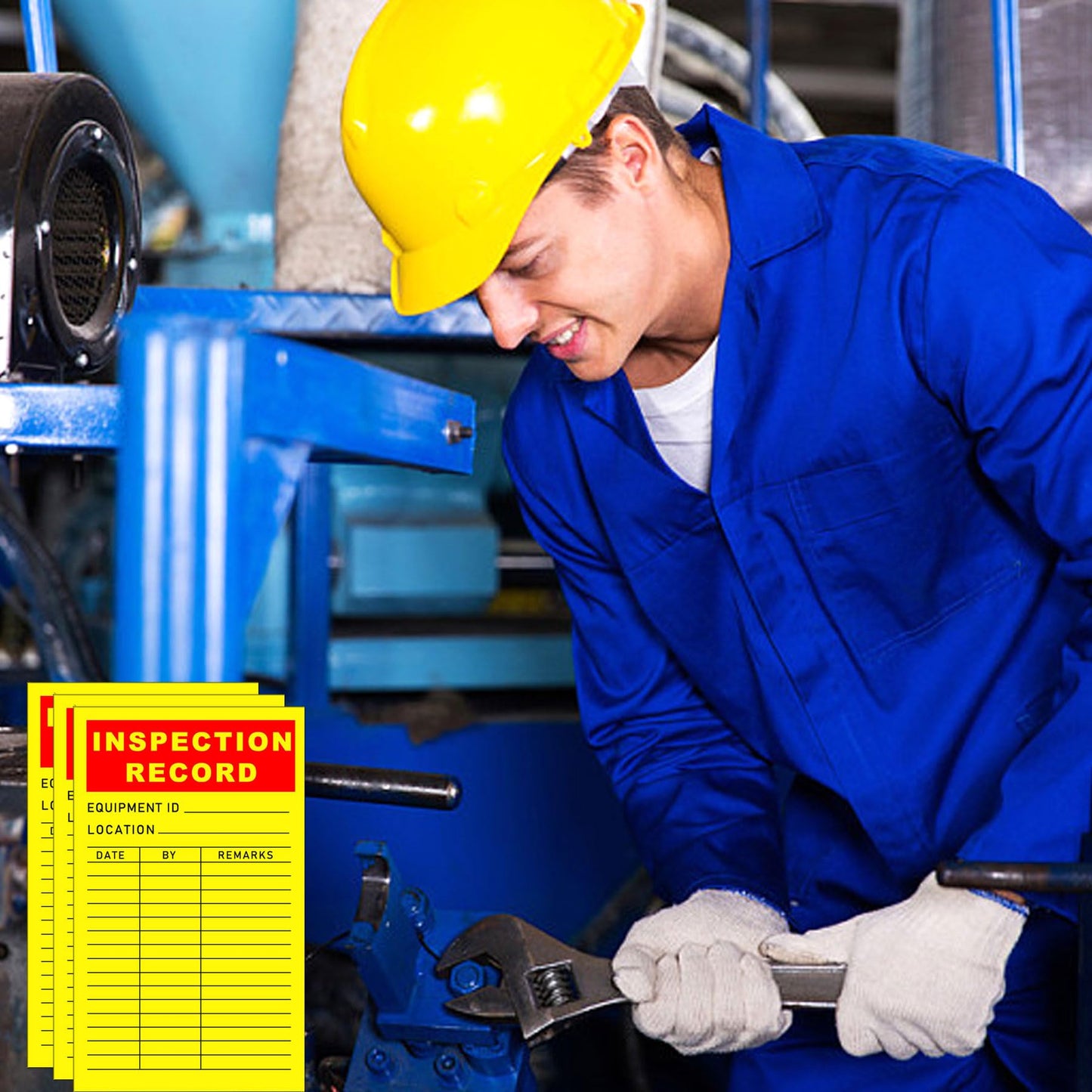 Safety Inspection Tags - 100Pcs Yearly Maintenance Labels - Industrial Quality Control Stickers