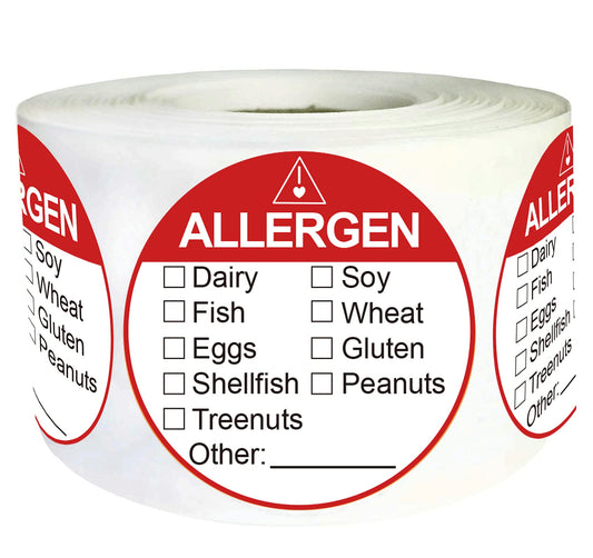 Allergen Allergy Warning Labels Sticker 2 Inch Fluorescent Red Adhesive Allergies Stickers Food Rotation Labels Food Allergy Warning Circle Dots Label for Grocery Stores,Food Packaging 500 Pcs Allergen