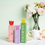 3 Pcs Spring Tulips Wood Table Decor Tulip Flower Block Signs Hello Spring Flowers Table Centerpieces Tulips Spring Holiday Decoration for Home Kitchen Office Desk Easter Decor Spring Tulip