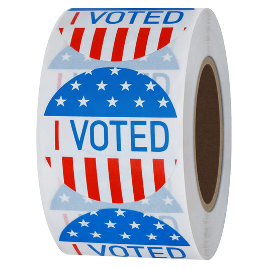Hybsk I Voted with Red, White, and Blue Circle Stickers 1.5 Inch Round 500 Labels Per Roll (I Voted)